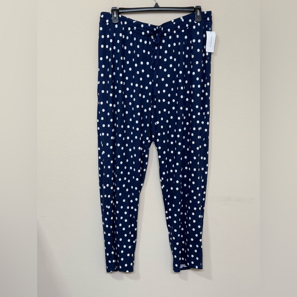 Charter Club Intimates Women’s Blue & White Polka Dot High Rise Lounge Pants XL